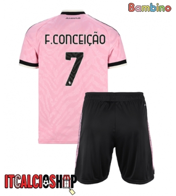Juventus Francisco Conceicao #7 Seconda Maglia Bambino 2026-27 Manica Corta (+ Pantaloni corti)